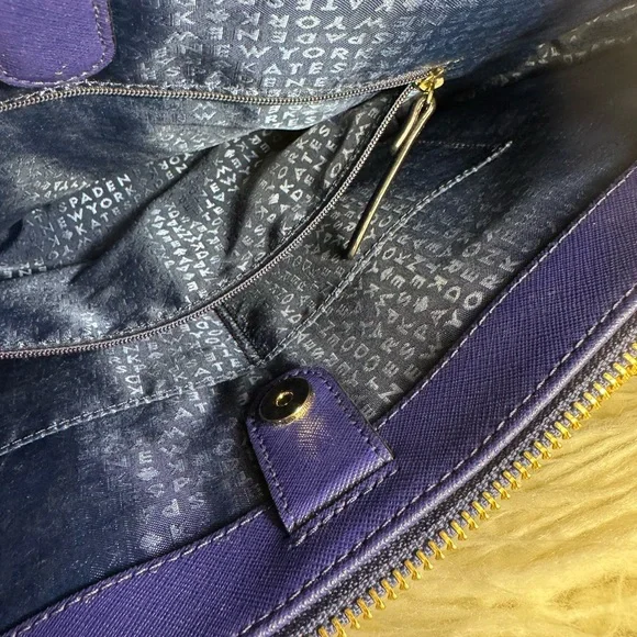 Kate Spade New York Royal Blue Saffiano Leather Tote Bag - Picture 14 of 15